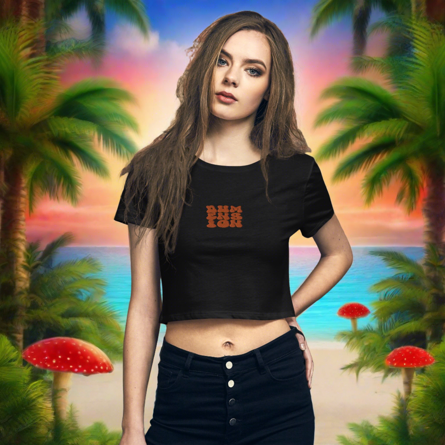 Extradimensional Hug Embroidered Crop Top