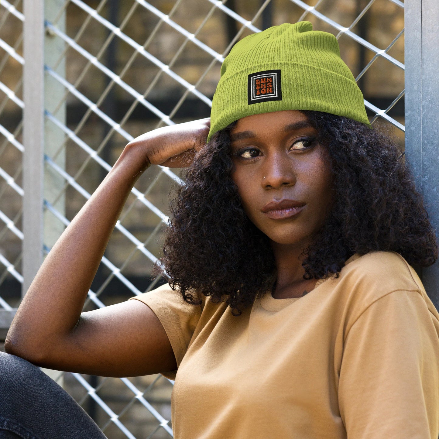 Dumension Organics: Embroidered Ribbed Beanie