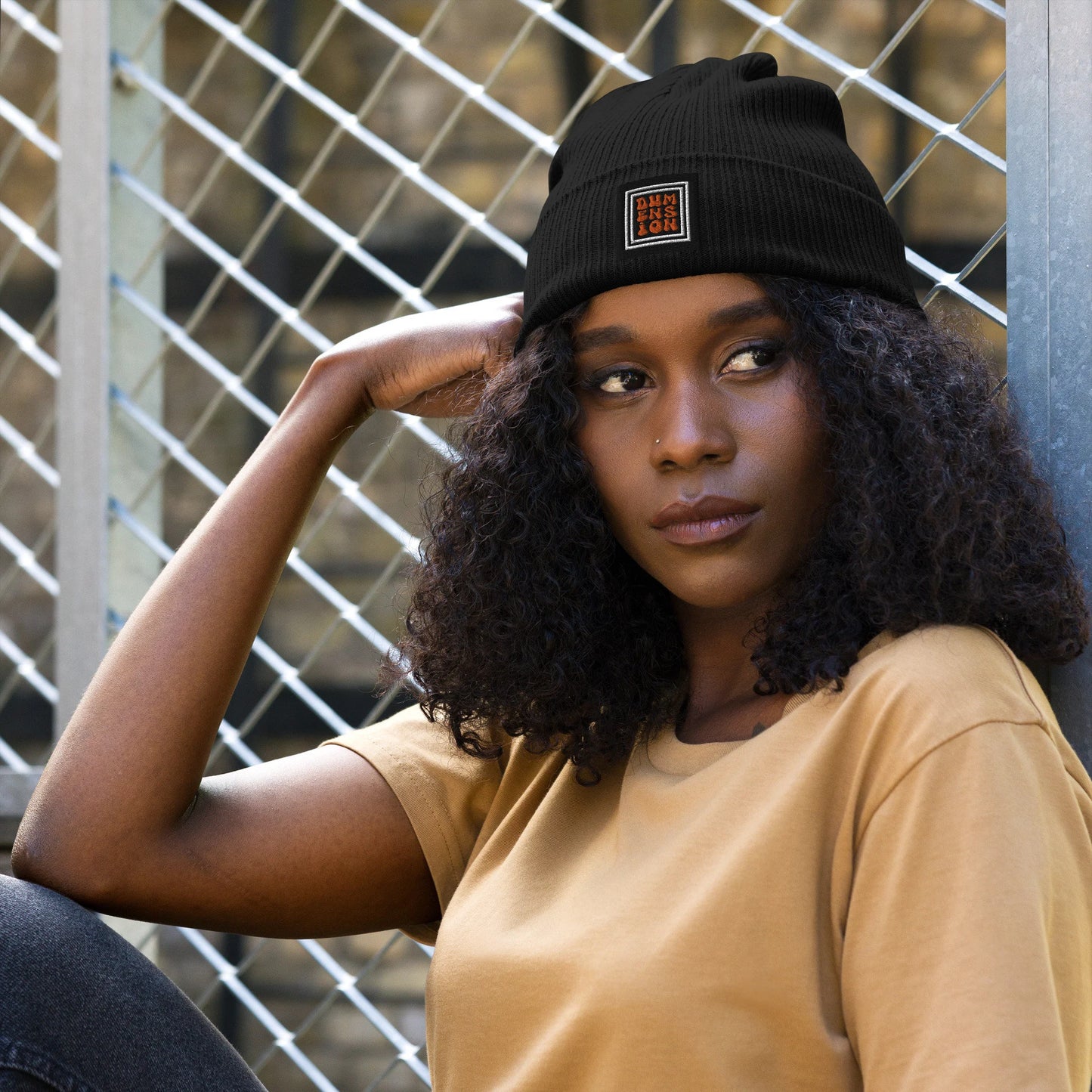 Dumension Organics: Embroidered Ribbed Beanie