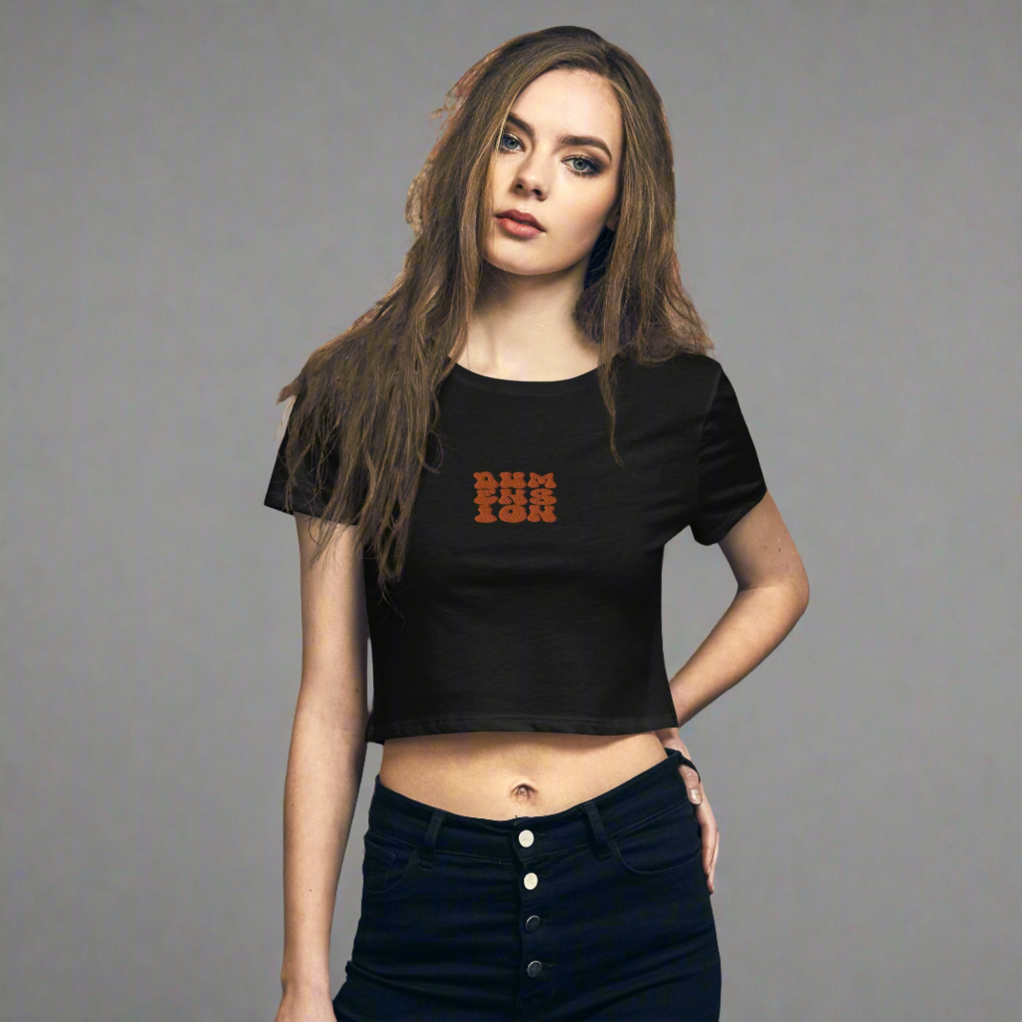 Extradimensional Hug Embroidered Crop Top