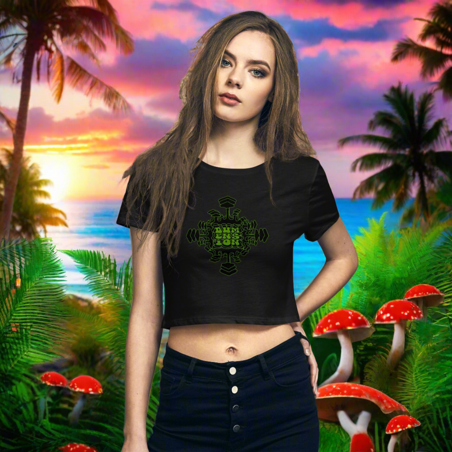 Green Mush Mandela Crop Top