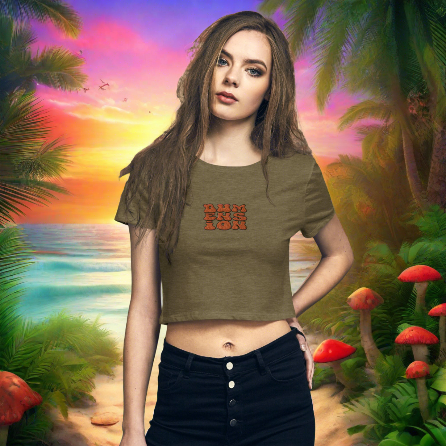 Extradimensional Hug Embroidered Crop Top